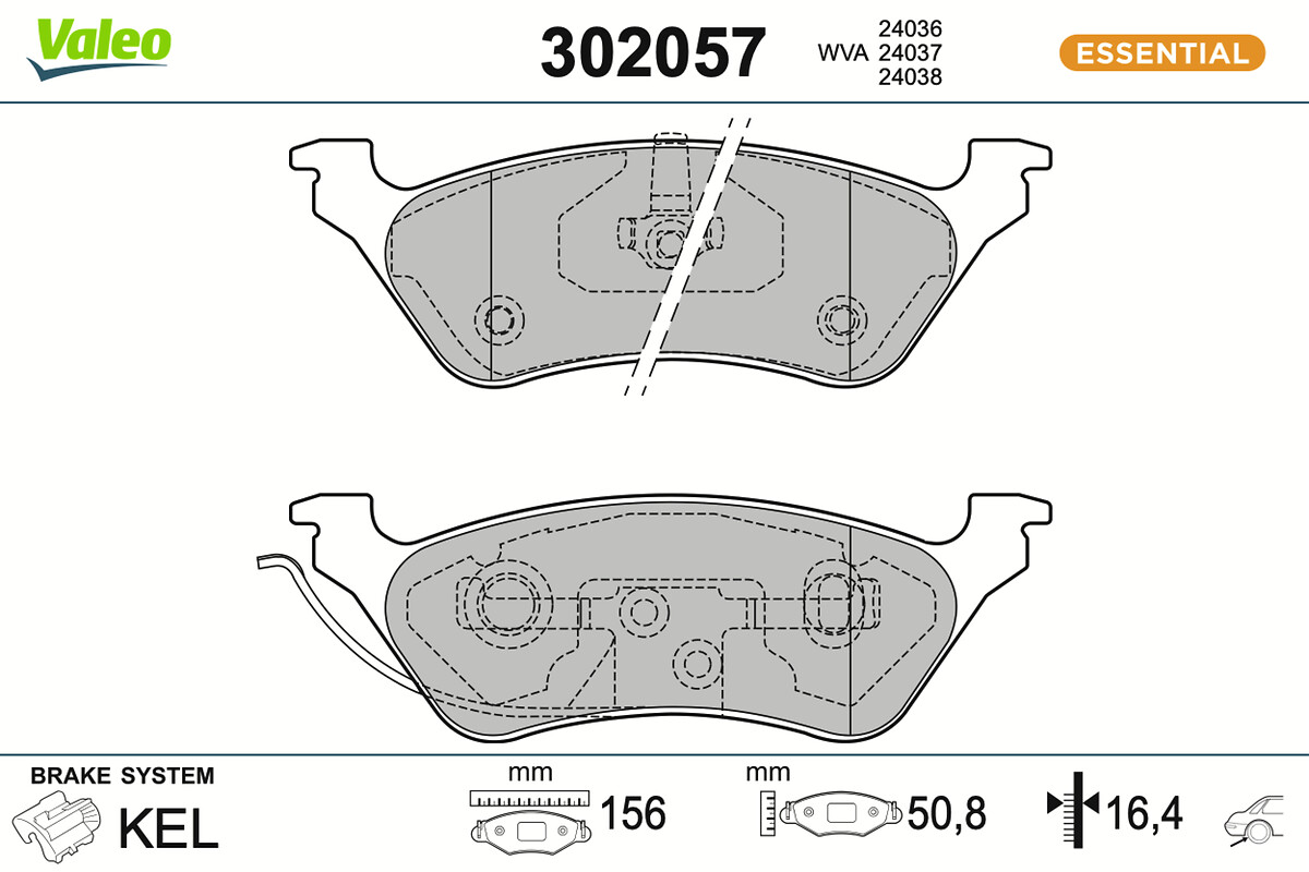 Jeu de 4 plaquettes de frein VALEO ref. 302057